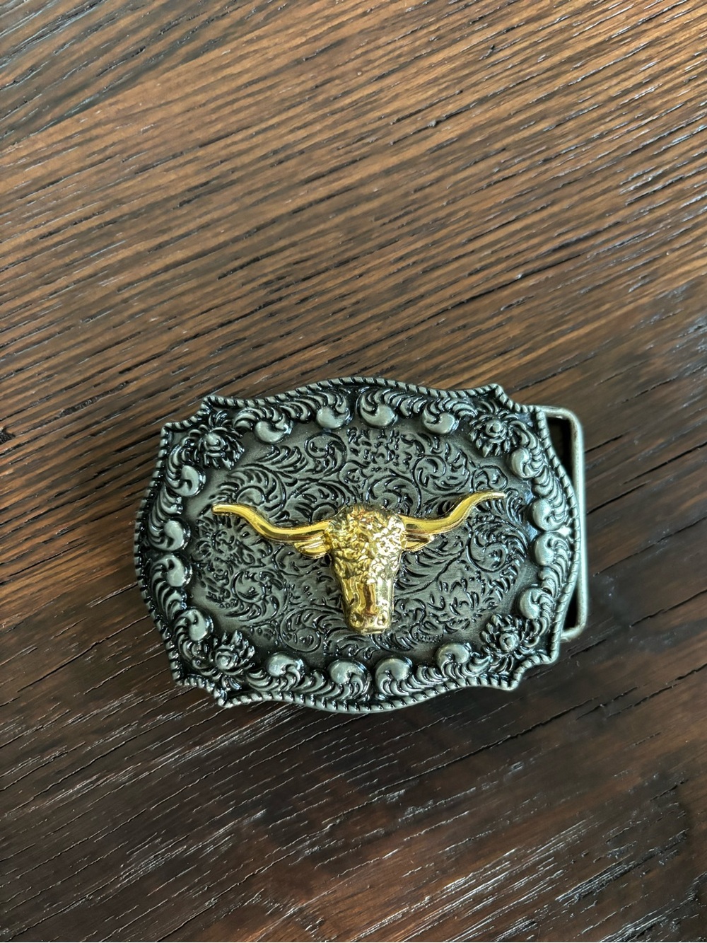 Longhorn Western Two-Tone Steer Head Belt Buckle, Metal, Cowboy, Cowgirl, Unisex